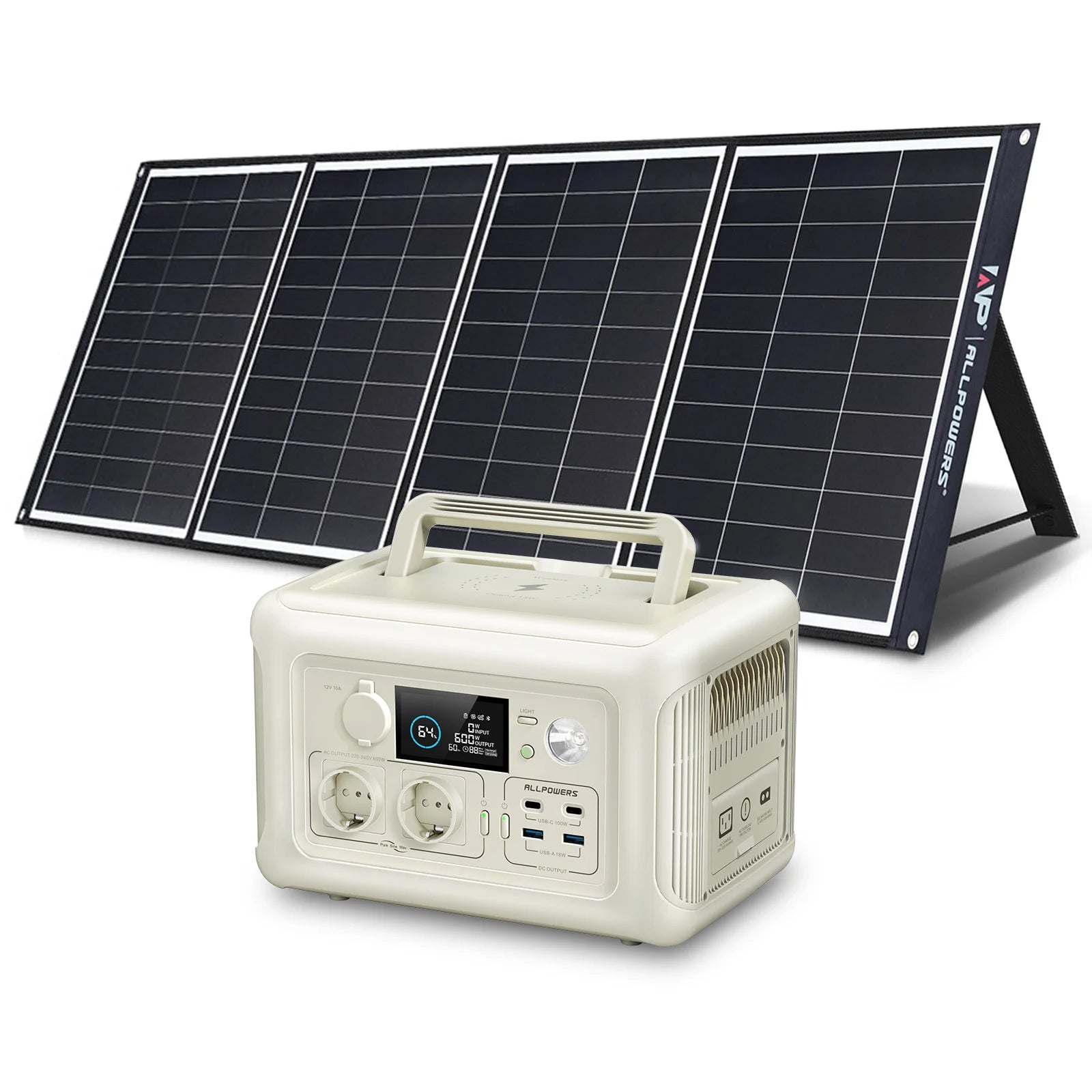 ALLPOWERS Portable Power Station with Portable Solar Panel（Included）,Pure Sine Wave 299Wh Outdoor Solar Generator Camping UPS - Multimedia Projectors