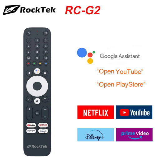 RockTek BT Voice Remote Replacement for RockTek G2 RTX-5000 Homatics Models KICKPI KP1 Google Certificate TV Box Androidtv Box - Multimedia Projectors