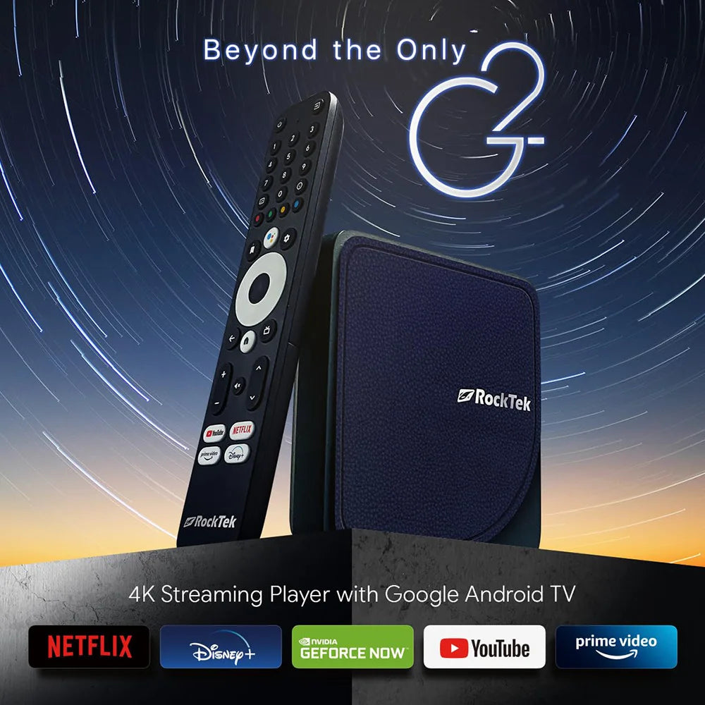 RockTek G2 4K Android TV 12 Stream Box with Netflix Google Certified Amlogic S905X4-K 4G64G Support DTS Dolby Audio Dolby Vision - Multimedia Projectors