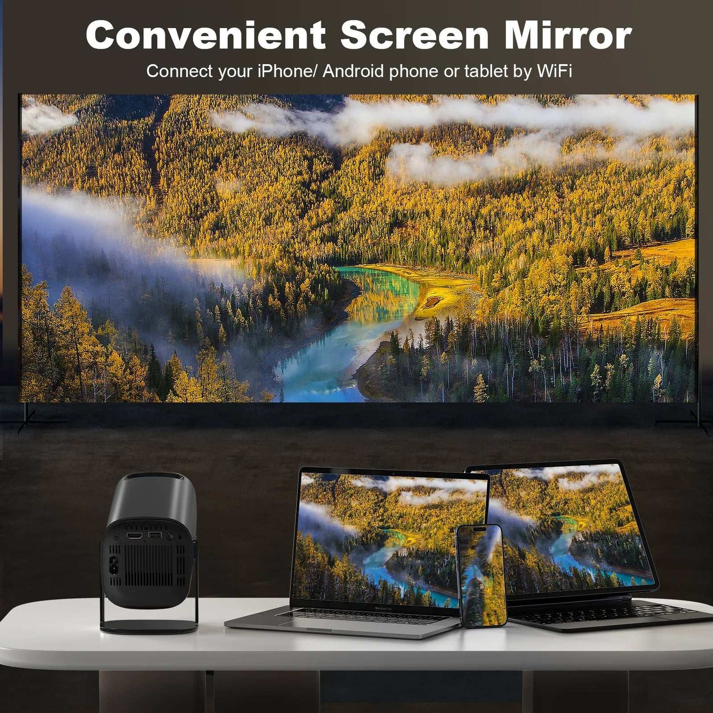 HONGTOP P30 Mini Projector Android 11 WiFi6 Support 4K 1080P Projector 2.4G&5G WiFi 1280*720P Smart Home Cinema Portable Projector