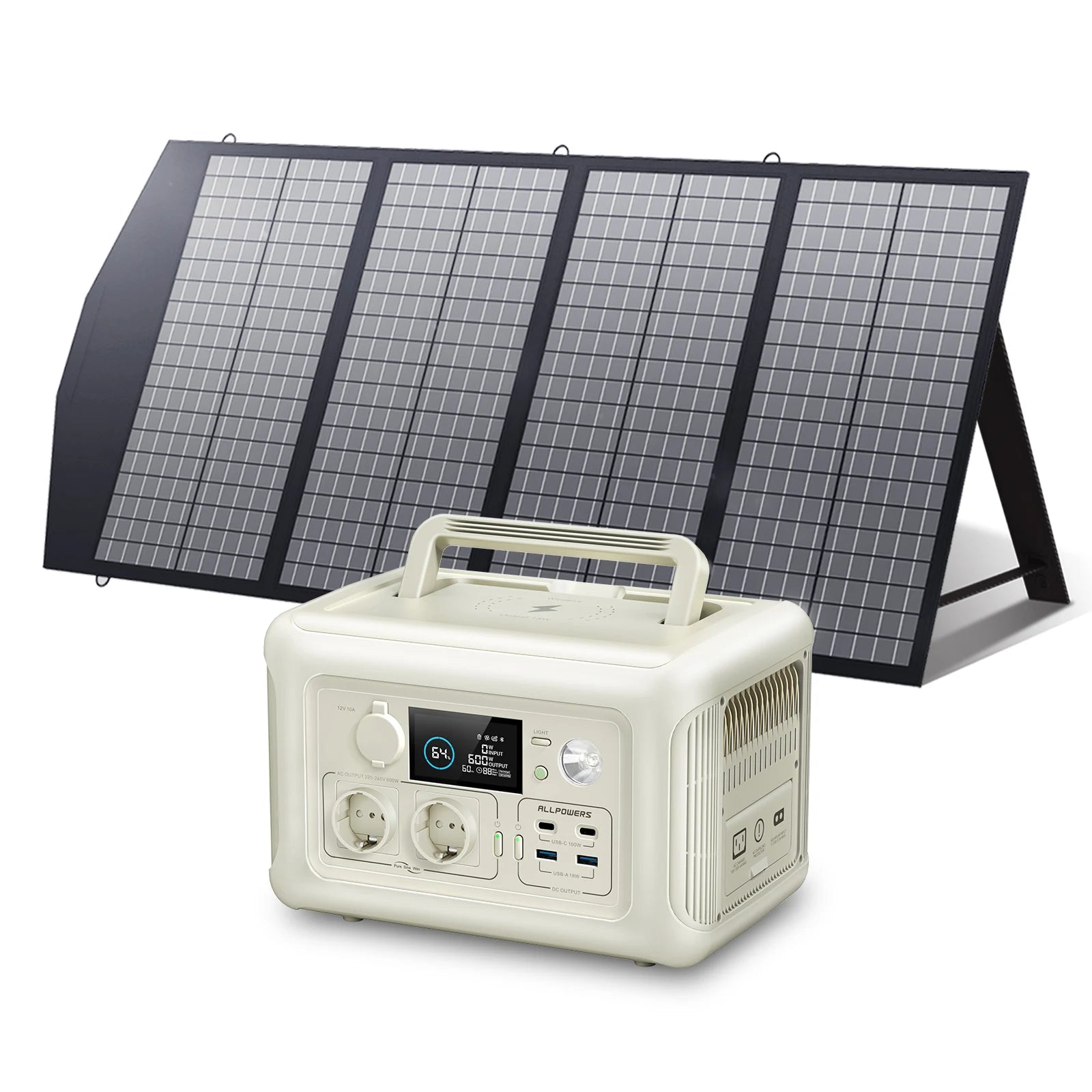 ALLPOWERS Portable Power Station with Portable Solar Panel（Included）,Pure Sine Wave 299Wh Outdoor Solar Generator Camping UPS - Multimedia Projectors