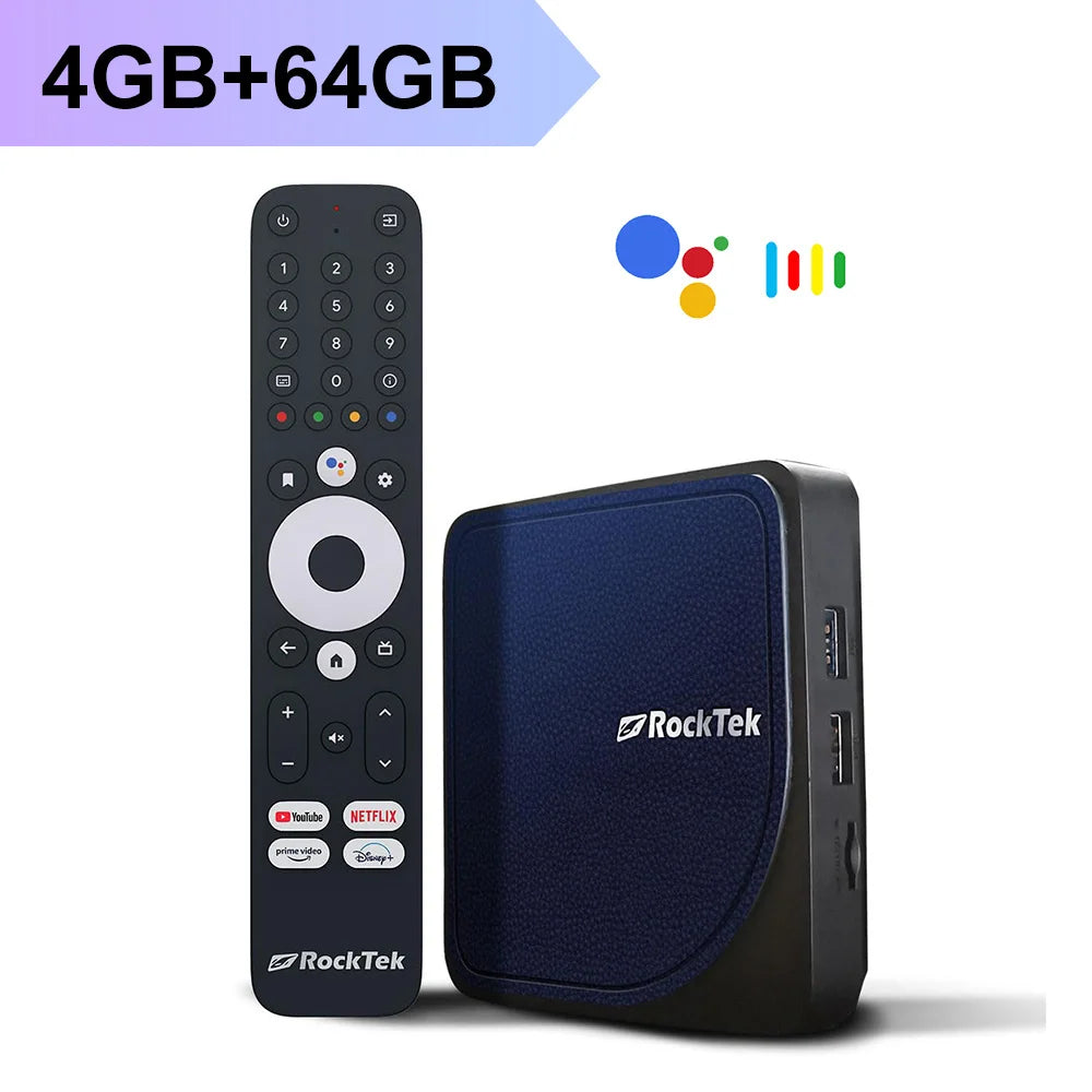 RockTek G2 4K Android TV 12 Stream Box with Netflix Google Certified Amlogic S905X4-K 4G64G Support DTS Dolby Audio Dolby Vision - Multimedia Projectors
