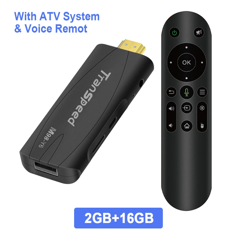 Transpeed TV Stick Android 13 ATV With TV App 4K 3D  2.4G&5G Voice Assistant Control Media Player TV Receiver Set Top Box - Multimedia Projectors