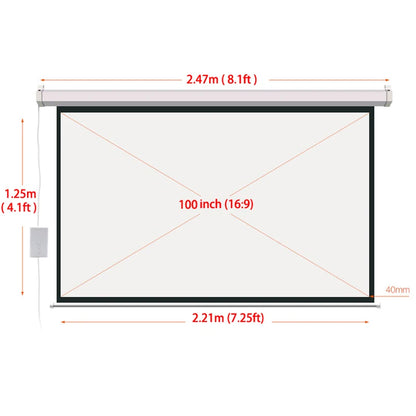 HD 100 Inch 16:9 Electric Screen For 3D LED DLP Laser Projector Motorized Projection Screens Curtain Wireless Remote Control - Multimedia Projectors