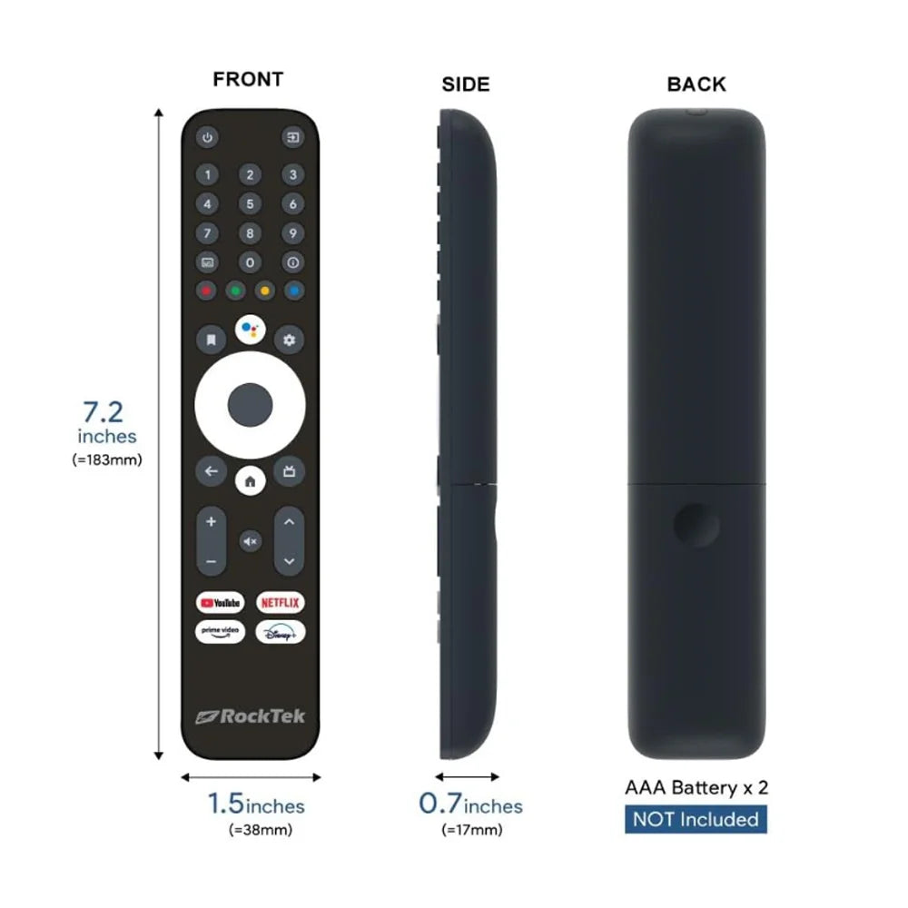 RockTek BT Voice Remote Replacement for RockTek G2 RTX-5000 Homatics Models KICKPI KP1 Google Certificate TV Box Androidtv Box - Multimedia Projectors