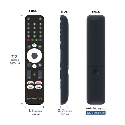RockTek BT Voice Remote Replacement for RockTek G2 RTX-5000 Homatics Models KICKPI KP1 Google Certificate TV Box Androidtv Box - Multimedia Projectors
