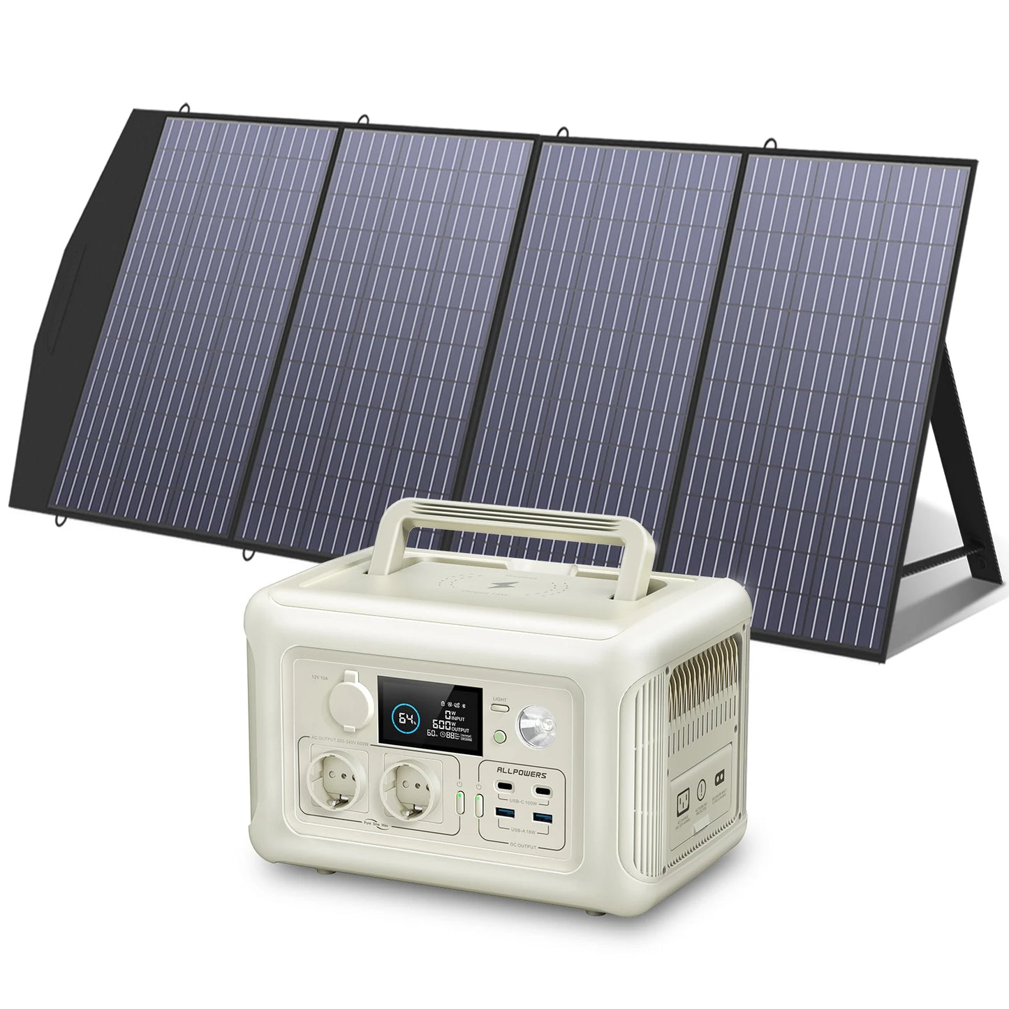 ALLPOWERS Portable Power Station with Portable Solar Panel（Included）,Pure Sine Wave 299Wh Outdoor Solar Generator Camping UPS - Multimedia Projectors