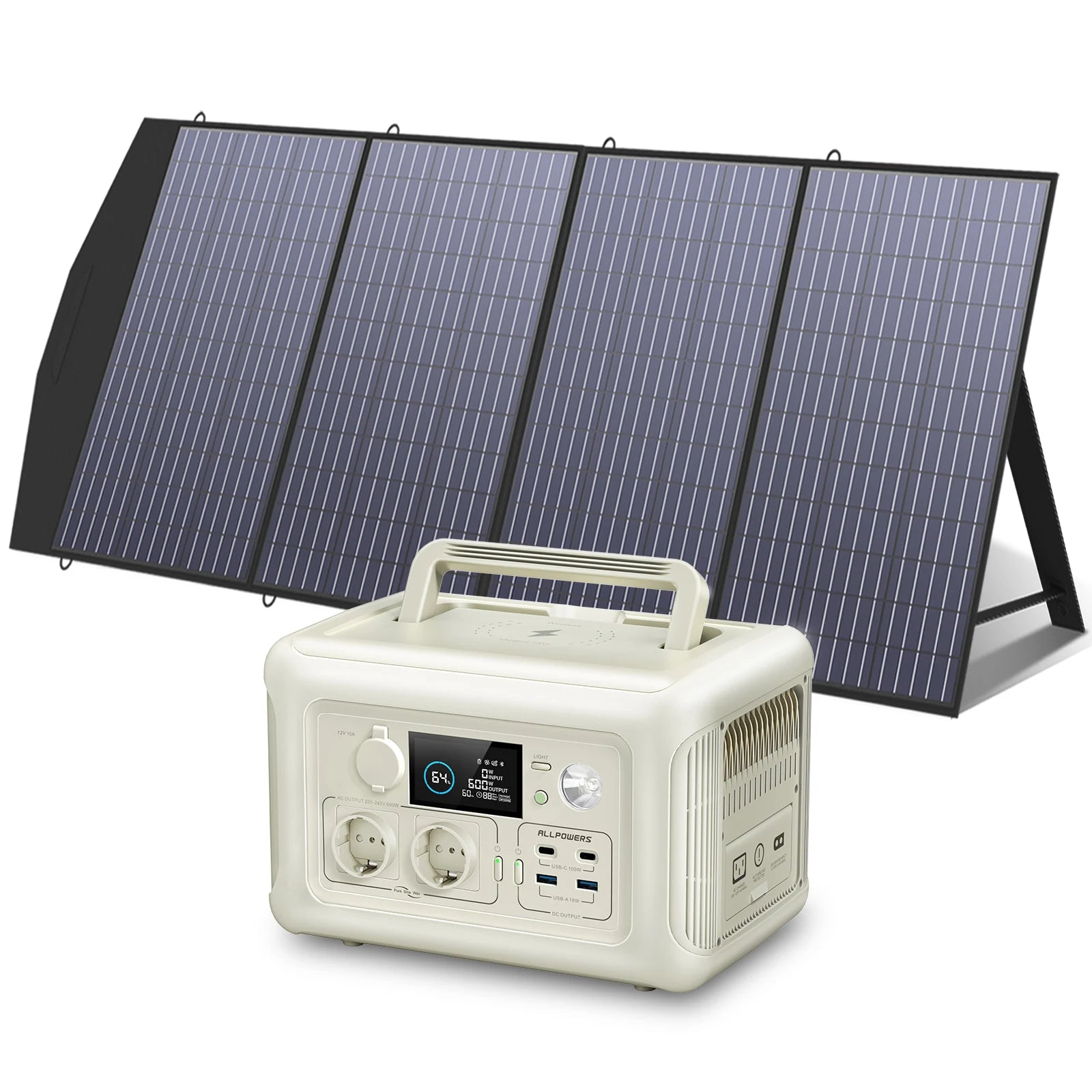 ALLPOWERS Portable Power Station with Portable Solar Panel（Included）,Pure Sine Wave 299Wh Outdoor Solar Generator Camping UPS - Multimedia Projectors