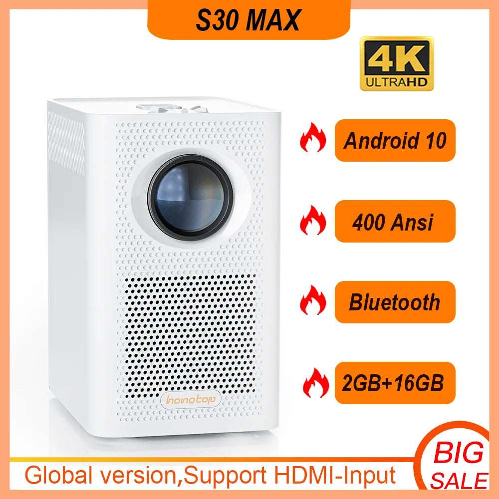 HONGTOP S30MAX Mini 4K Projector LED BT WIFI Full HD 1080P Projector Keystone Correction Portable Projector